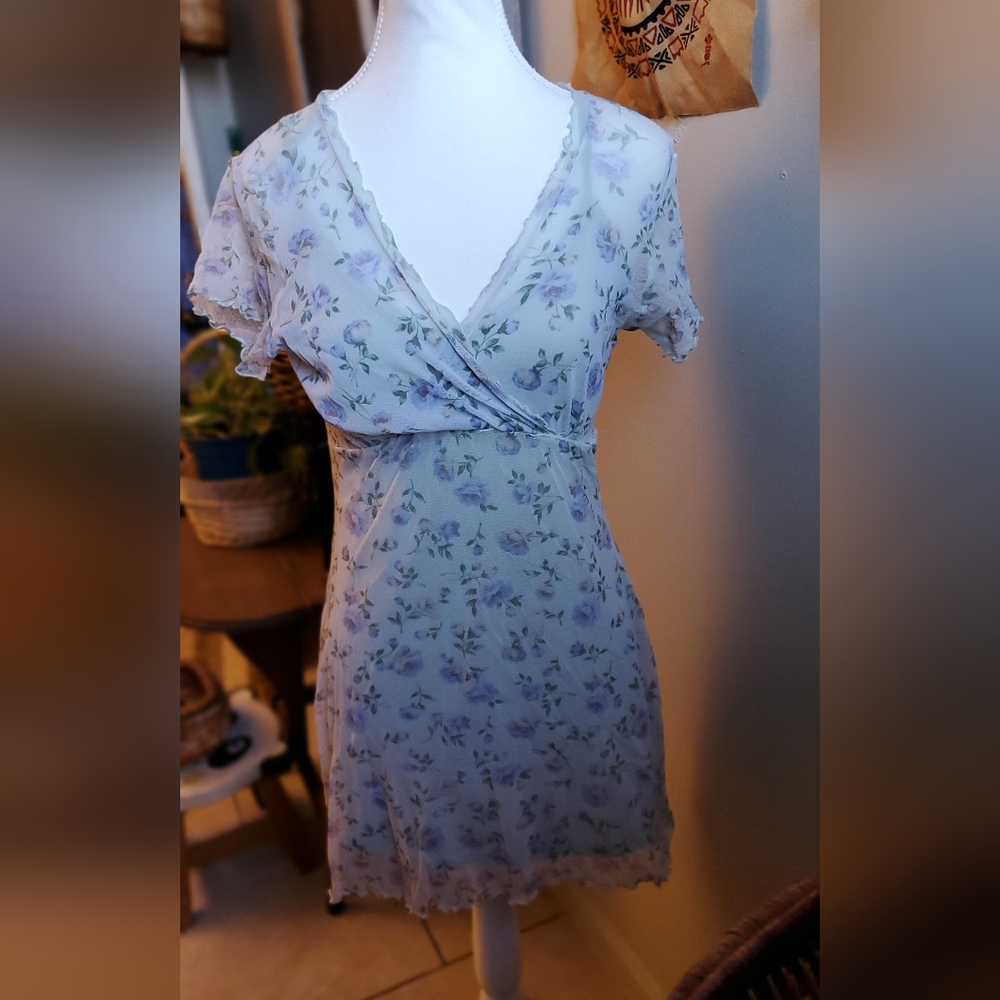 Aqua Blues Y2K Mesh Top